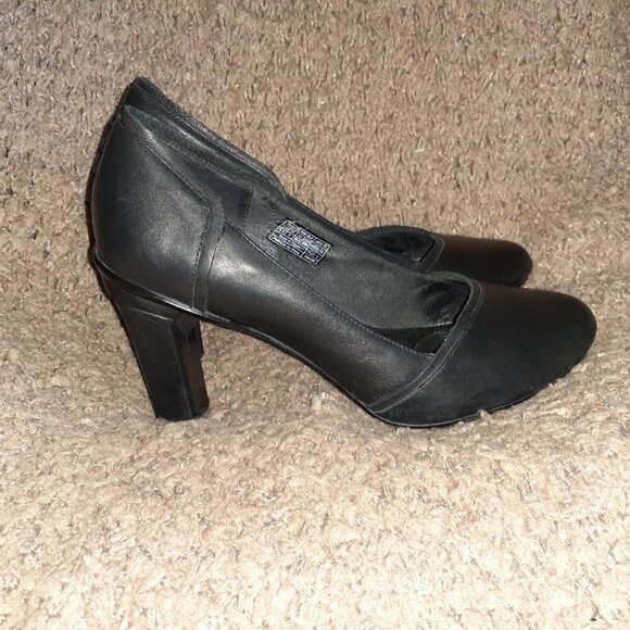 TSUBO-Avoca-Black Leather Block Heel Pumps-Size 8.5-Near Mint - Picture 4 of 7